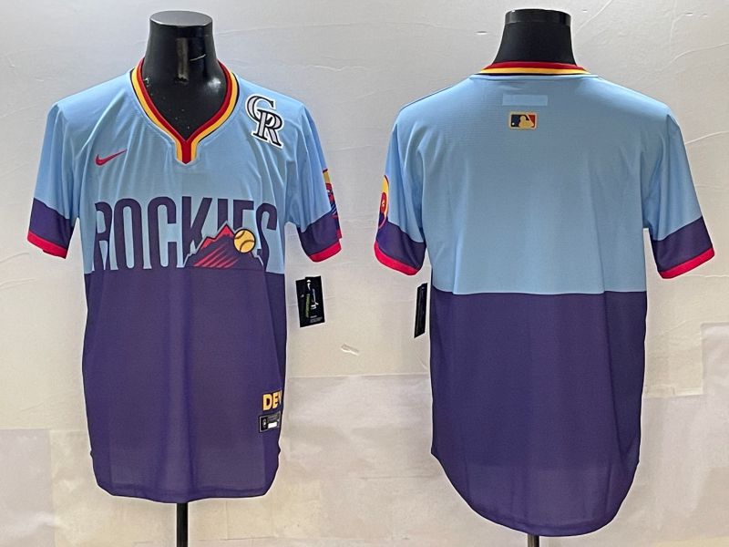 Men Colorado Rockies Blank Purple blue Joint Name 2025 Nike MLB Jersey style 3